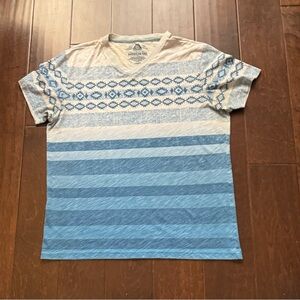 American Rag Blue and Cream Geometric Tee. Large
